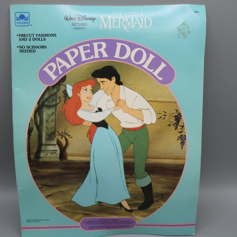Vintage The Little Mermaid Paper Dolls‎ New Uncut 1991 Disney Classics Precut